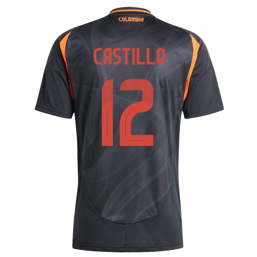 Niño Fútbol Camiseta Colombia Juan Castillo #12 Negro 2ª Equipación 24-26