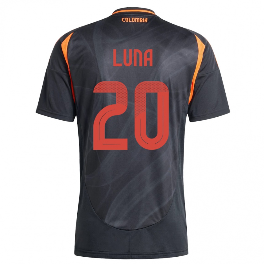 Niño Fútbol Camiseta Colombia Daniel Luna #20 Negro 2ª Equipación 24-26