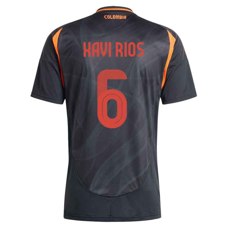 Niño Fútbol Camiseta Colombia Xavi Ríos #6 Negro 2ª Equipación 24-26