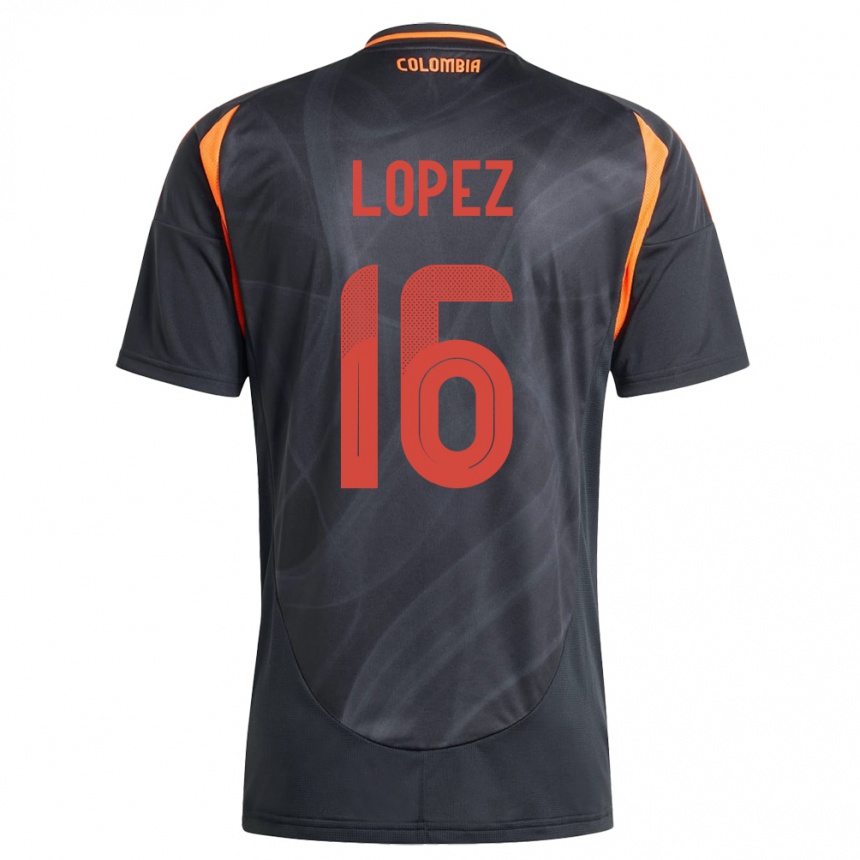 Niño Fútbol Camiseta Colombia William López #16 Negro 2ª Equipación 24-26