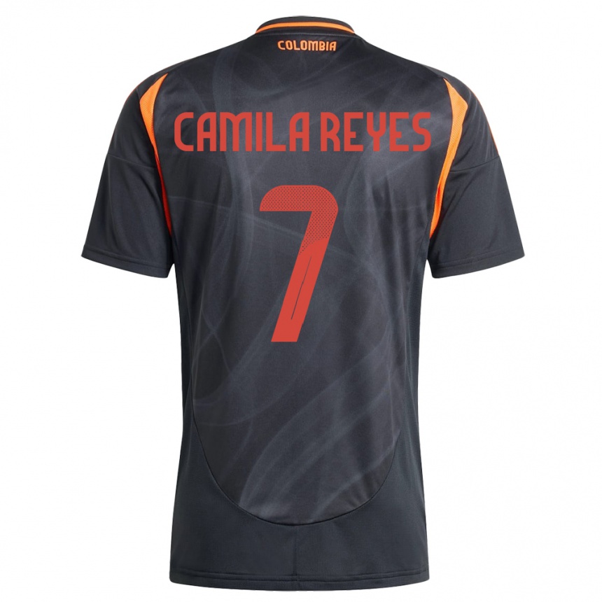 Niño Fútbol Camiseta Colombia María Camila Reyes #7 Negro 2ª Equipación 24-26