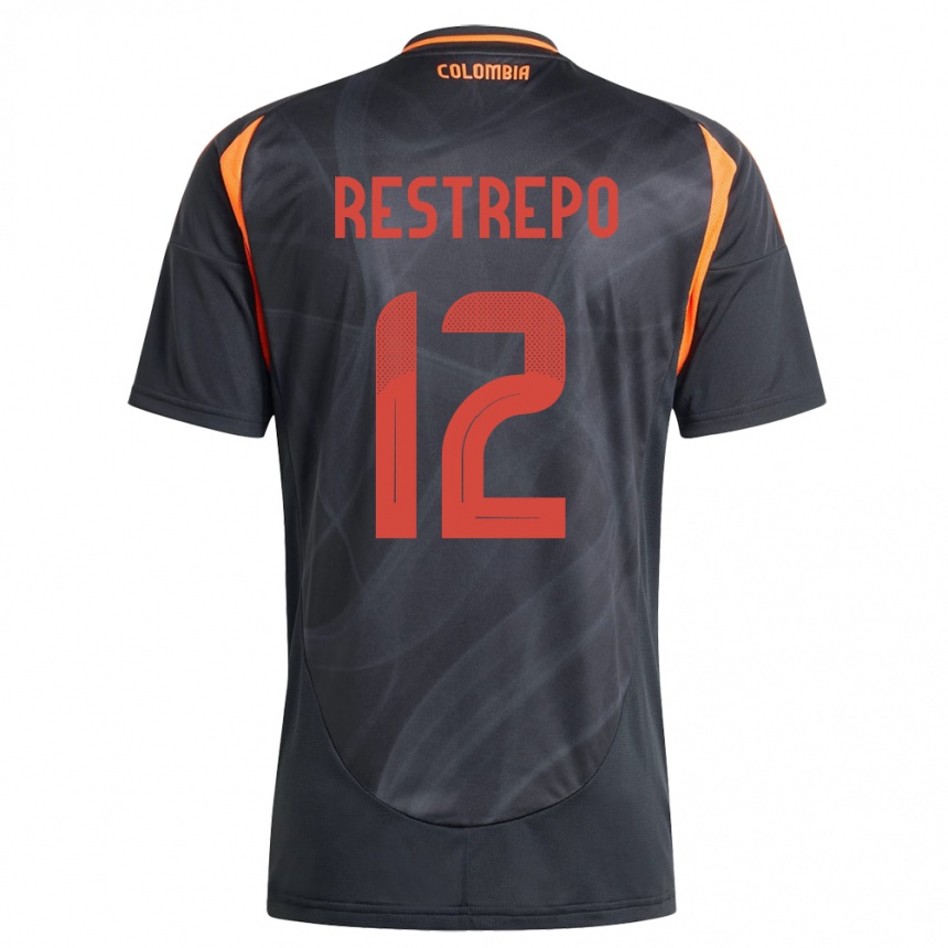 Niño Fútbol Camiseta Colombia Valery Restrepo #12 Negro 2ª Equipación 24-26