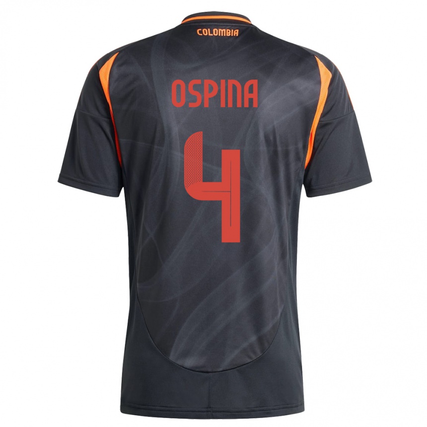 Niño Fútbol Camiseta Colombia Diana Ospina #4 Negro 2ª Equipación 24-26