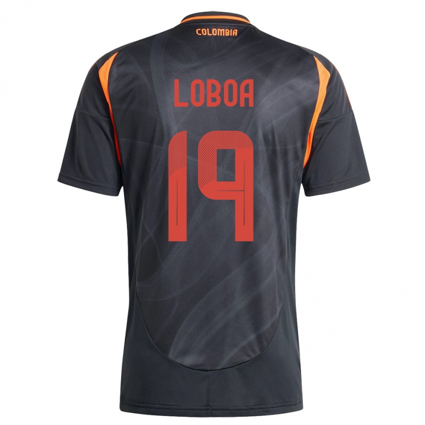 Niño Fútbol Camiseta Colombia Valerin Loboa #19 Negro 2ª Equipación 24-26