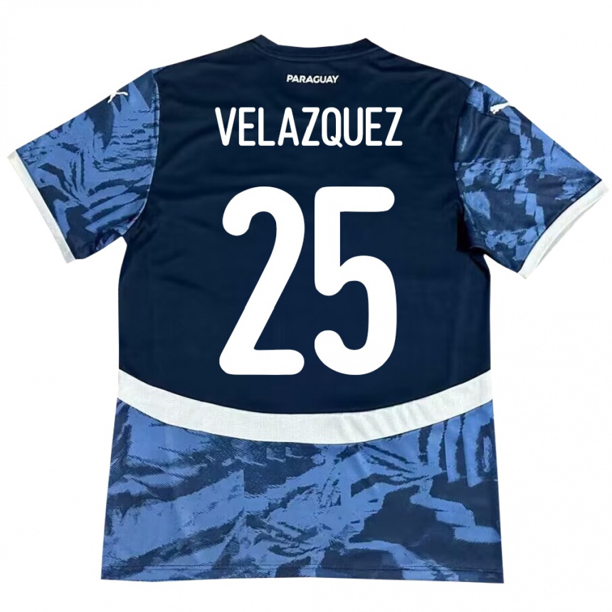 Niño Fútbol Camiseta Paraguay Gustavo Velázquez #25 Azul 2ª Equipación 24-26