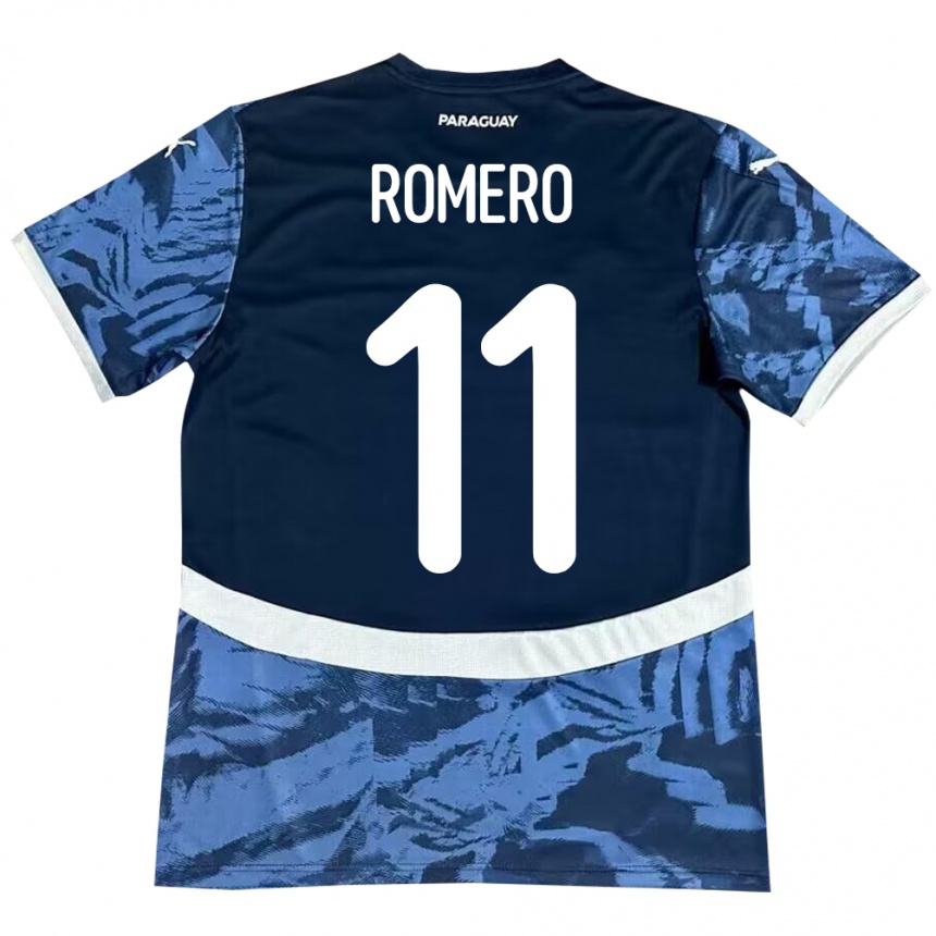 Niño Fútbol Camiseta Paraguay Ángel Romero #11 Azul 2ª Equipación 24-26