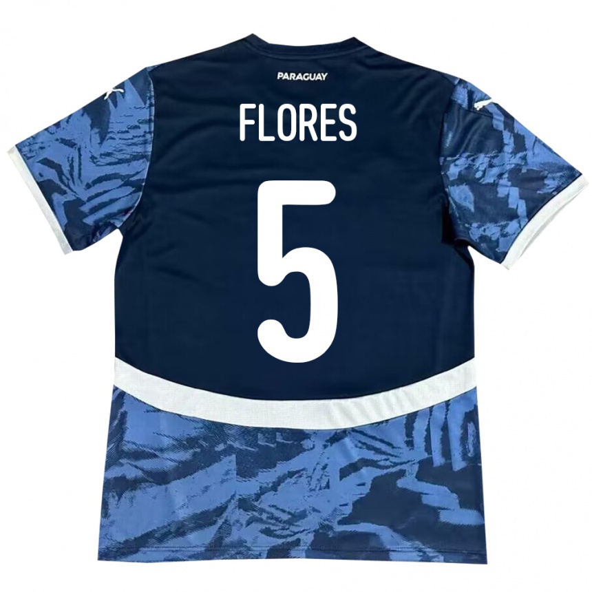 Niño Fútbol Camiseta Paraguay Gilberto Flores #5 Azul 2ª Equipación 24-26