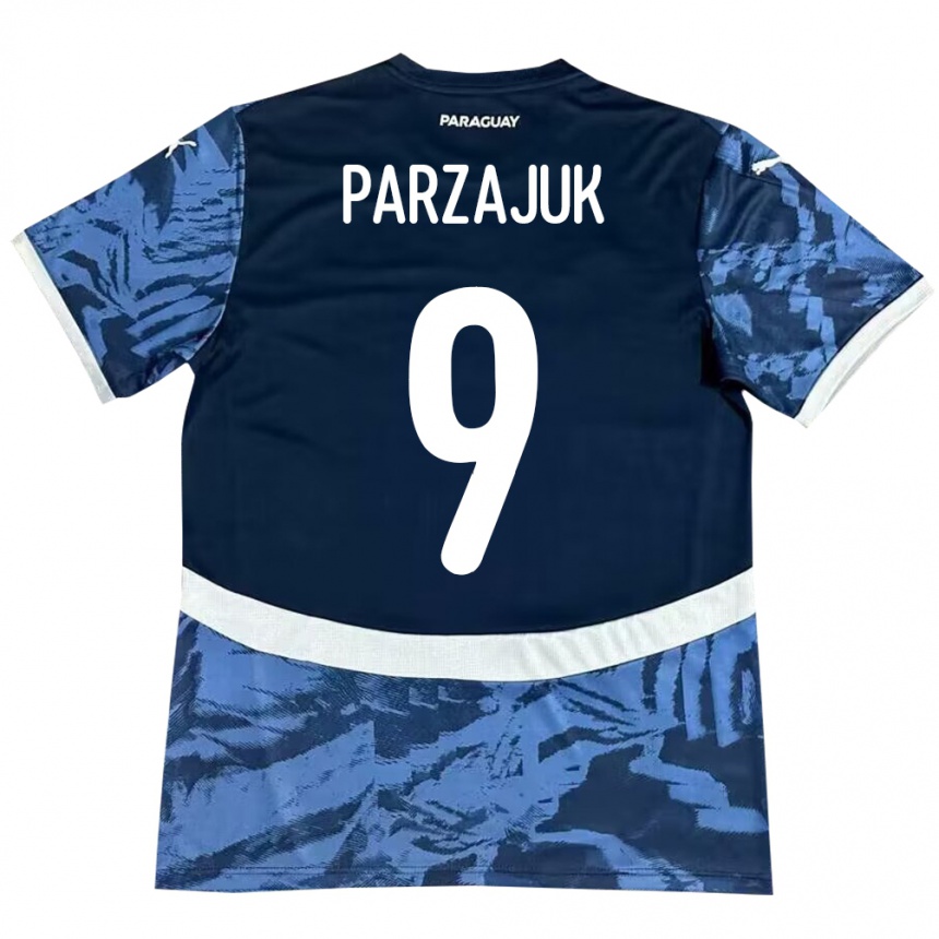 Niño Fútbol Camiseta Paraguay Kevin Parzajuk #9 Azul 2ª Equipación 24-26