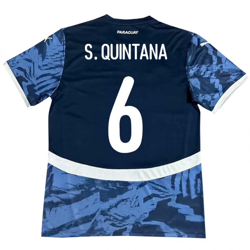 Niño Fútbol Camiseta Paraguay Sebastián Quintana #6 Azul 2ª Equipación 24-26