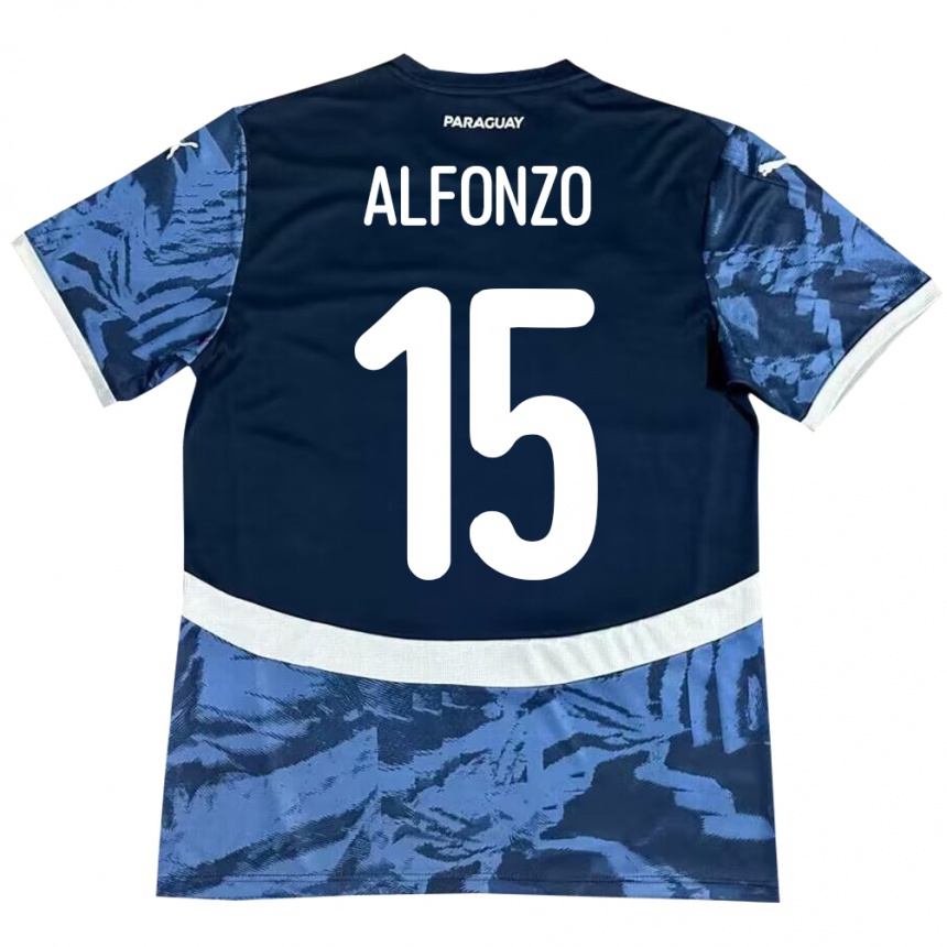 Niño Fútbol Camiseta Paraguay Axel Alfonzo #15 Azul 2ª Equipación 24-26