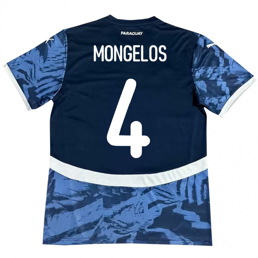 Niño Fútbol Camiseta Paraguay Rolando Mongelós #4 Azul 2ª Equipación 24-26