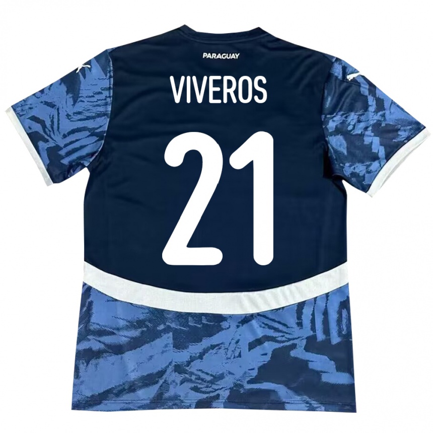 Niño Fútbol Camiseta Paraguay Fernando Viveros #21 Azul 2ª Equipación 24-26