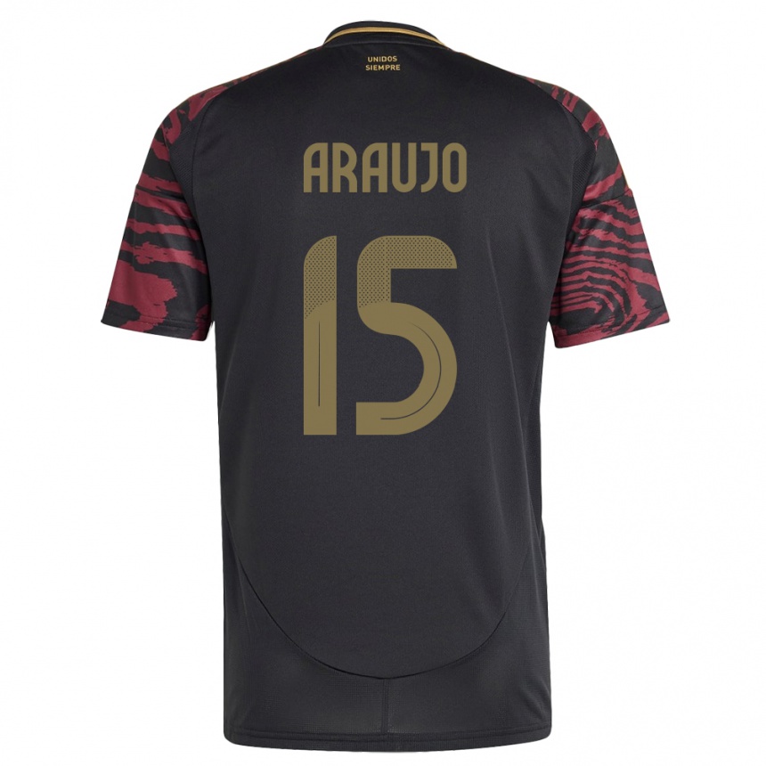 Niño Fútbol Camiseta Perú Miguel Araujo #15 Negro 2ª Equipación 24-26