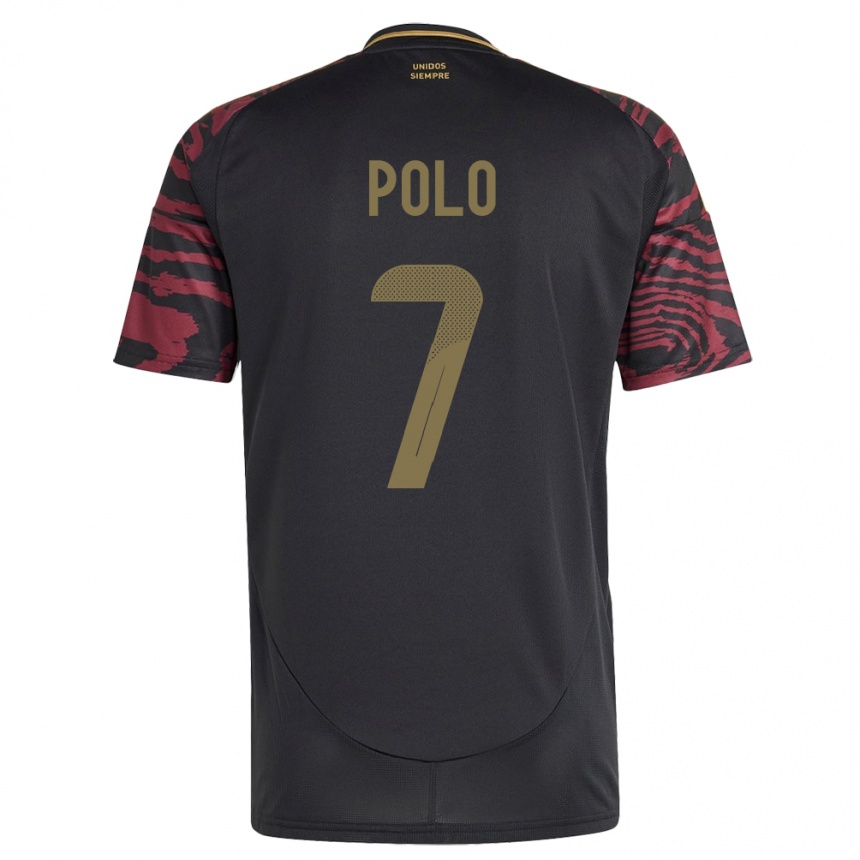 Niño Fútbol Camiseta Perú Andy Polo #7 Negro 2ª Equipación 24-26