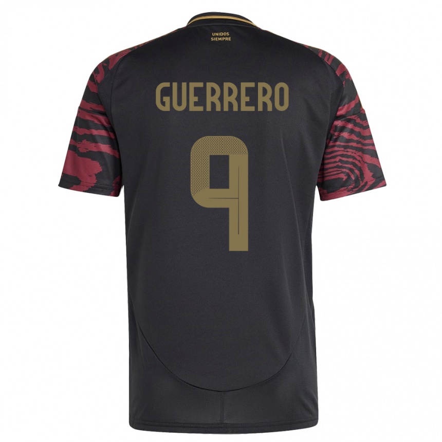 Niño Fútbol Camiseta Perú Paolo Guerrero #9 Negro 2ª Equipación 24-26