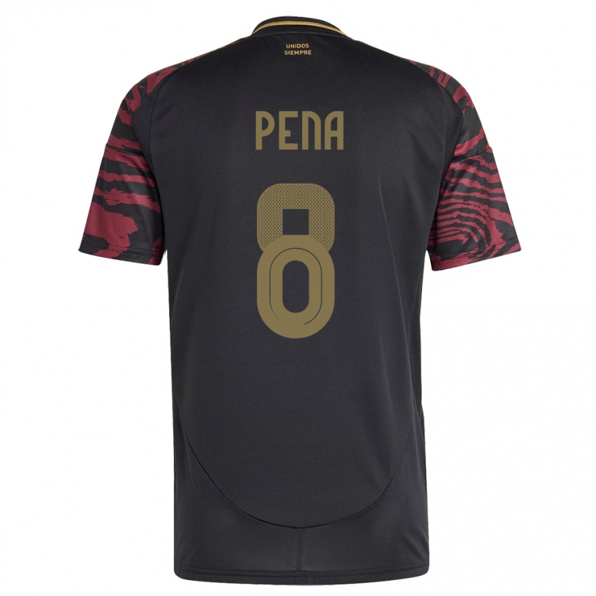 Niño Fútbol Camiseta Perú Sergio Peña #8 Negro 2ª Equipación 24-26