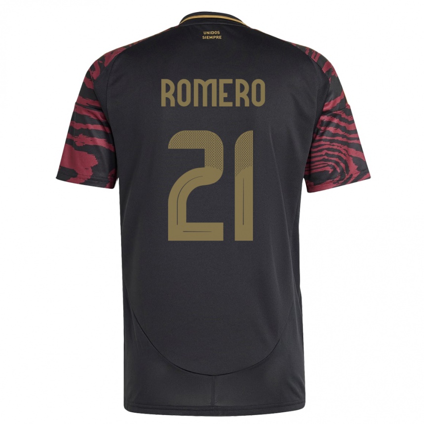 Niño Fútbol Camiseta Perú Diego Romero #21 Negro 2ª Equipación 24-26