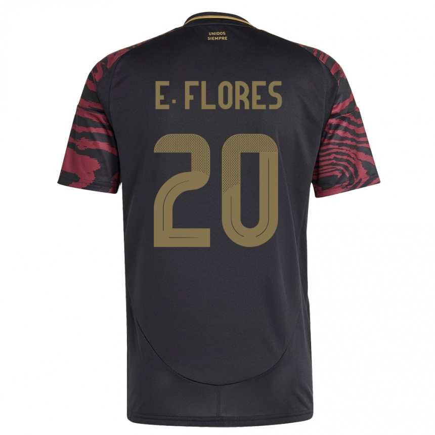 Niño Fútbol Camiseta Perú Edison Flores #20 Negro 2ª Equipación 24-26