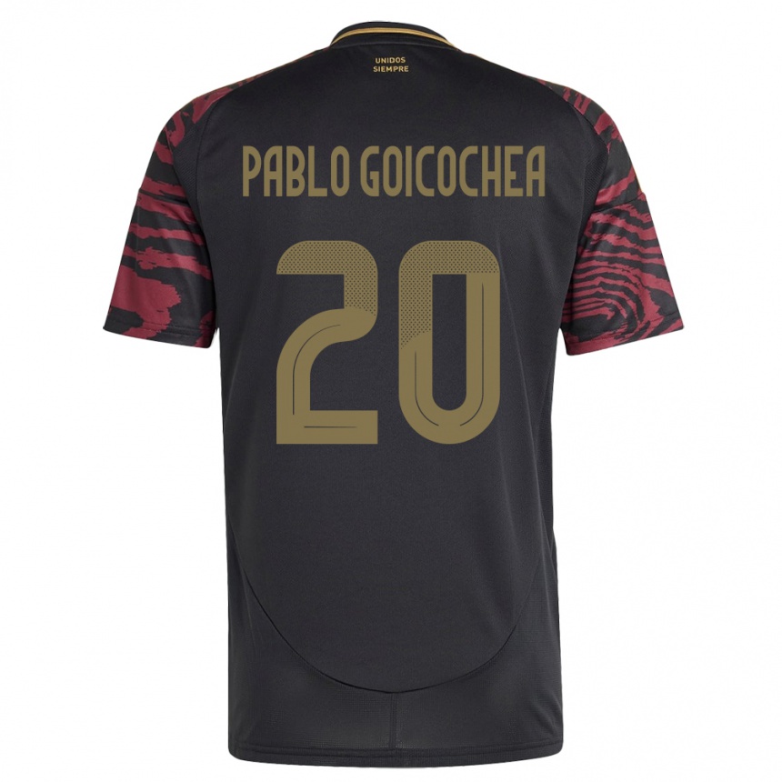 Niño Fútbol Camiseta Perú Juan Pablo Goicochea #20 Negro 2ª Equipación 24-26