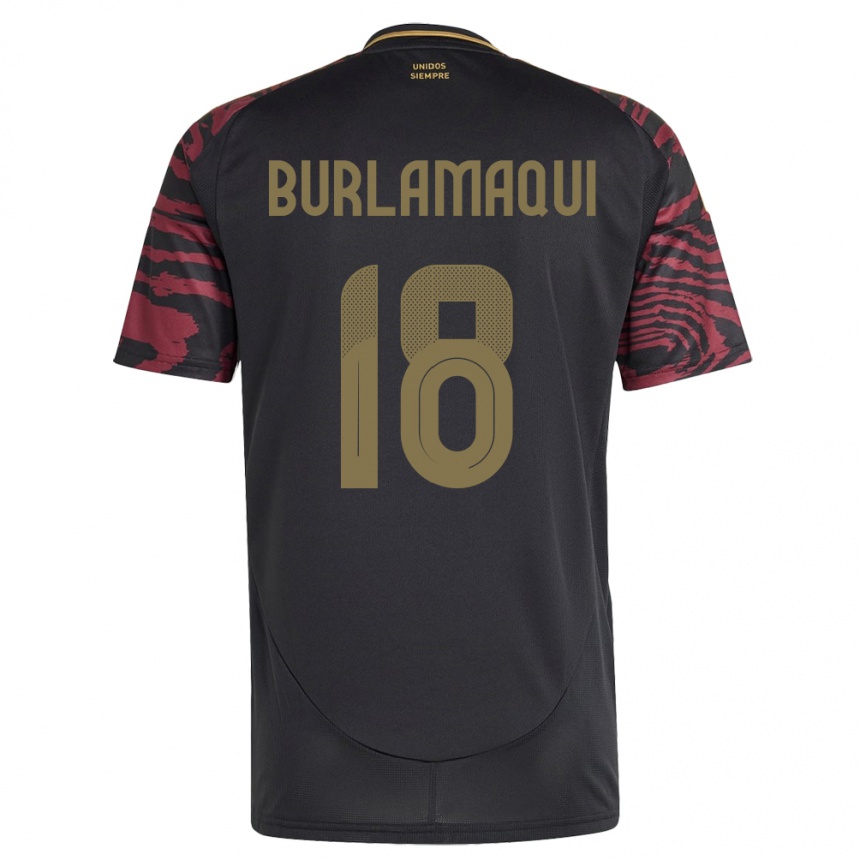 Niño Fútbol Camiseta Perú Alessandro Burlamaqui #18 Negro 2ª Equipación 24-26