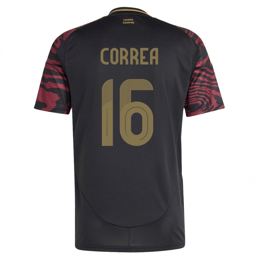 Niño Fútbol Camiseta Perú Eslyn Correa #16 Negro 2ª Equipación 24-26