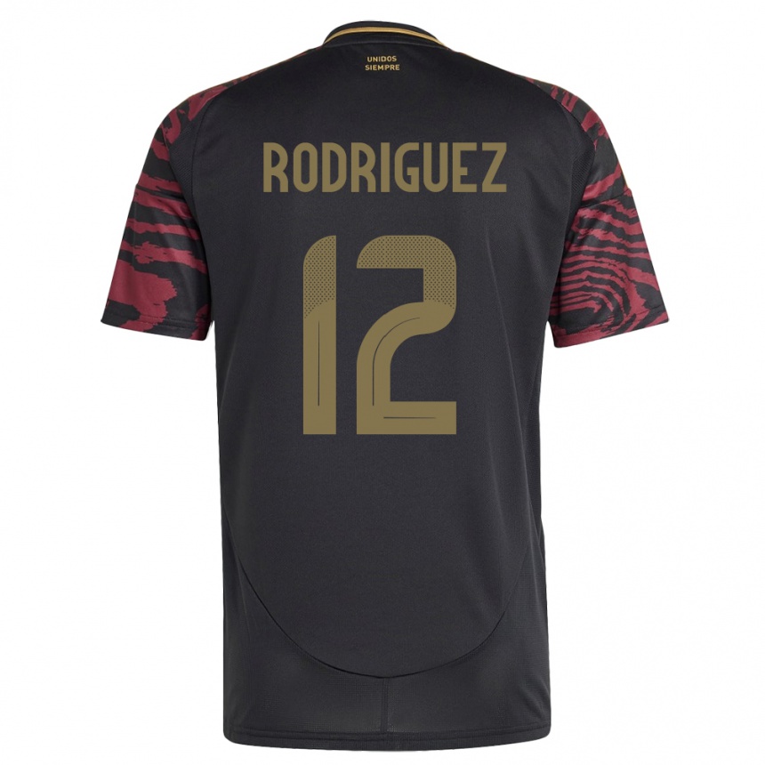 Niño Fútbol Camiseta Perú Jhefferson Rodríguez #12 Negro 2ª Equipación 24-26