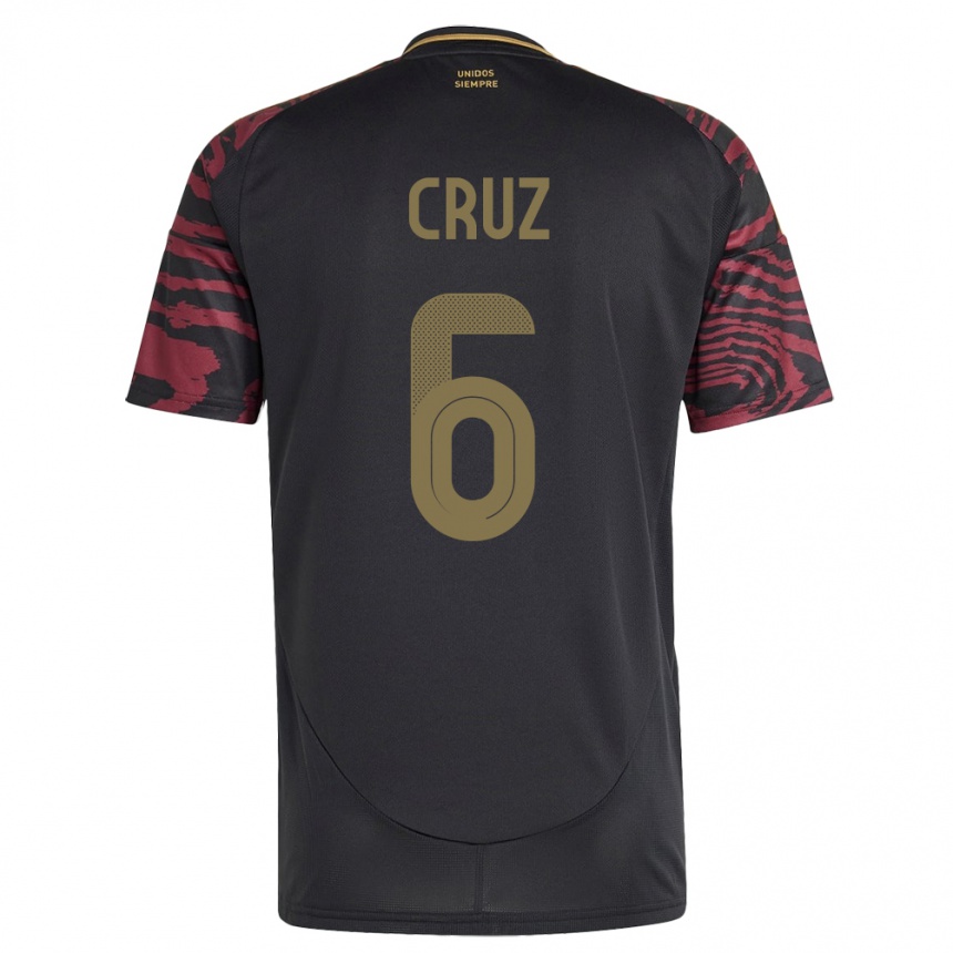 Niño Fútbol Camiseta Perú Esteban Cruz #6 Negro 2ª Equipación 24-26