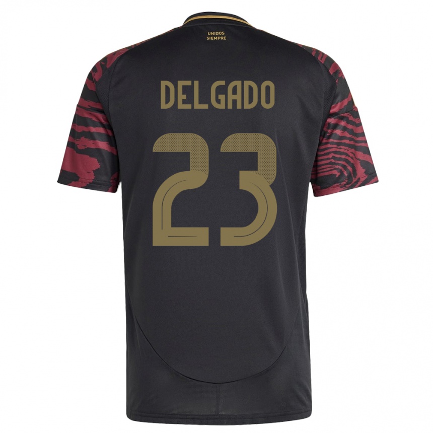 Niño Fútbol Camiseta Perú Valentino Delgado #23 Negro 2ª Equipación 24-26