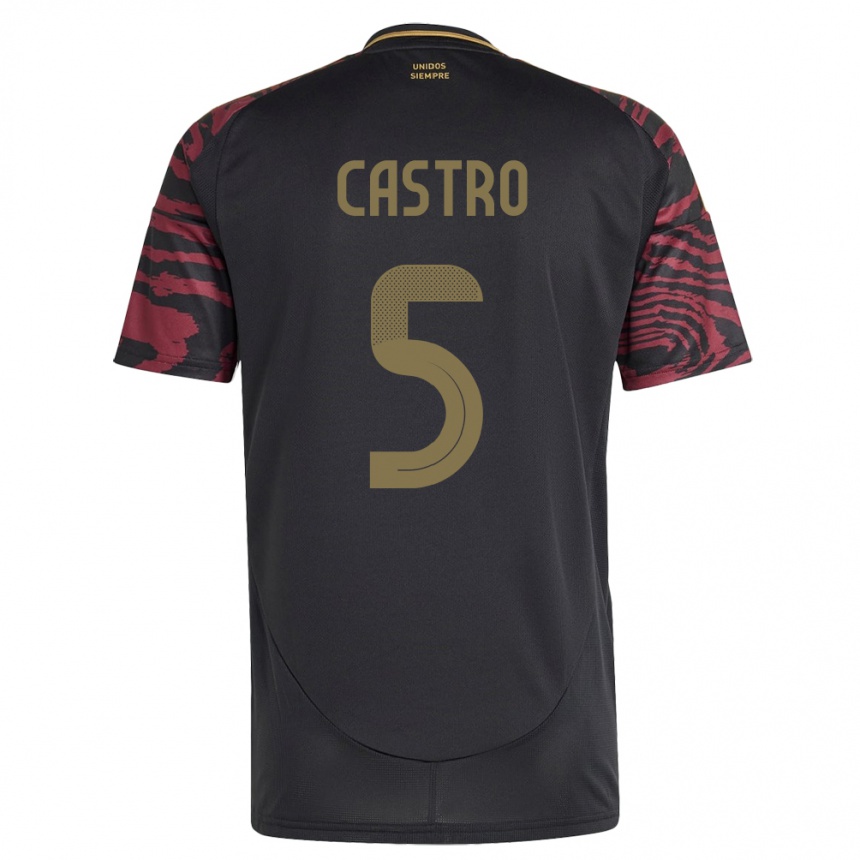 Niño Fútbol Camiseta Perú Rosa Castro #5 Negro 2ª Equipación 24-26