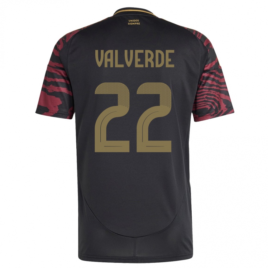 Niño Fútbol Camiseta Perú Malena Valverde #22 Negro 2ª Equipación 24-26