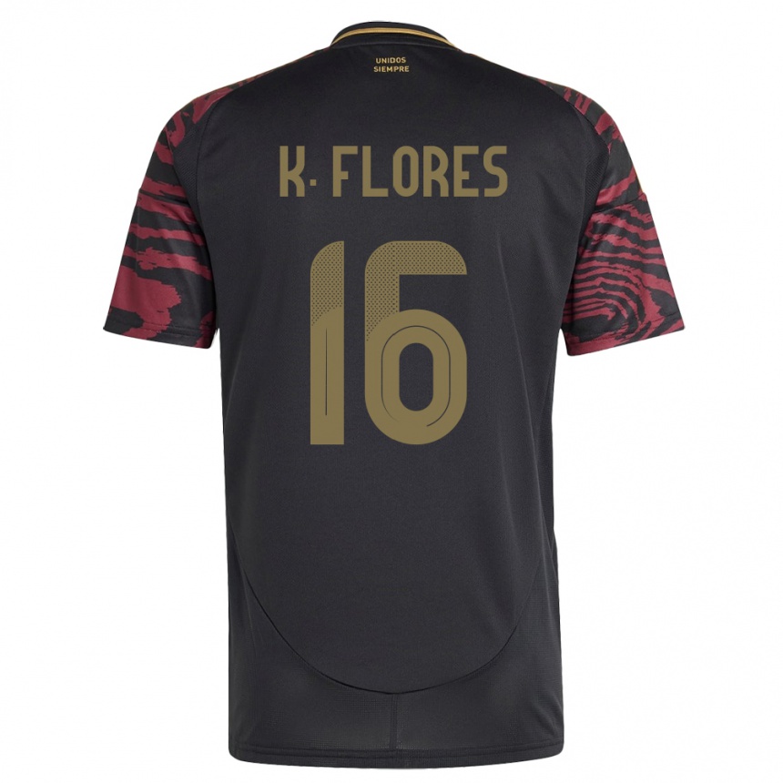 Niño Fútbol Camiseta Perú Kimbherly Flores #16 Negro 2ª Equipación 24-26