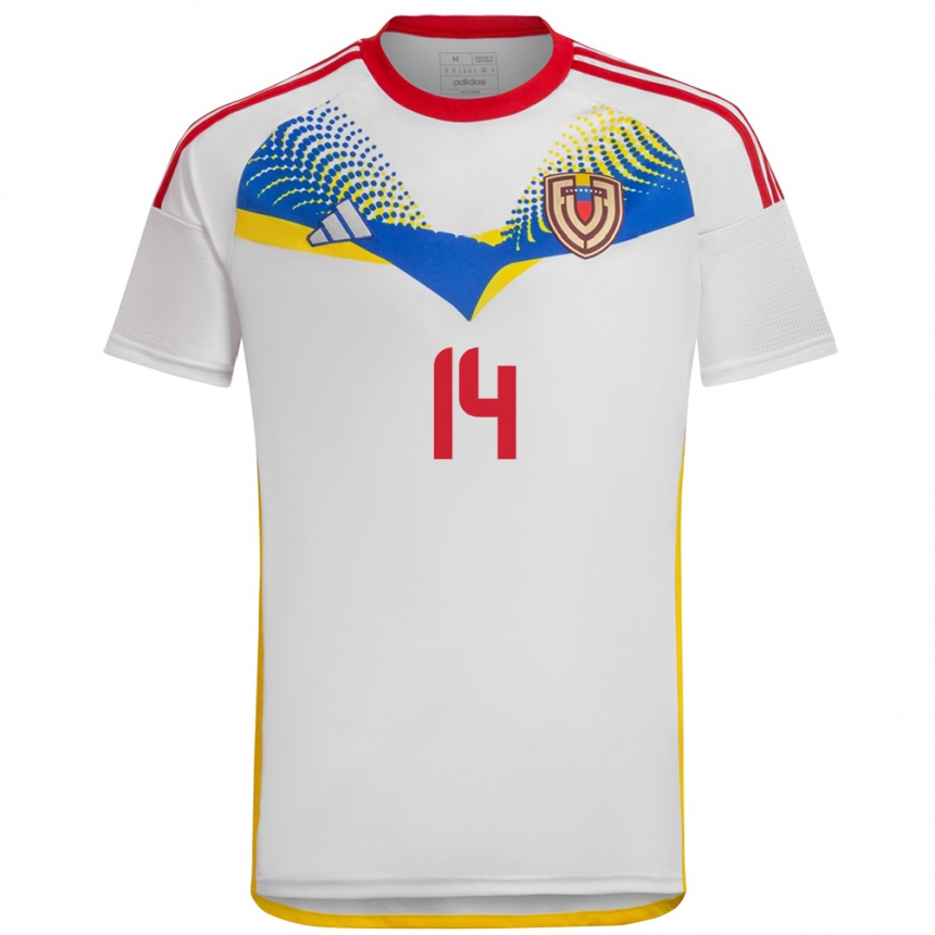 Niño Fútbol Camiseta Venezuela Maicol Ruiz #14 Blanco 2ª Equipación 24-26