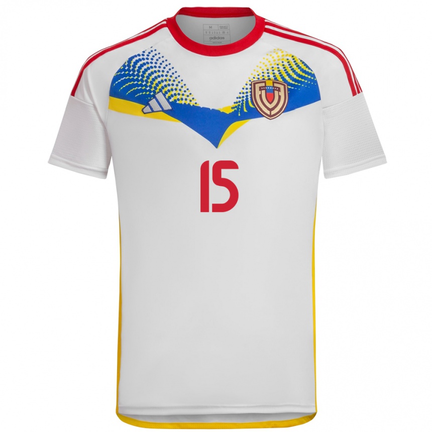 Niño Fútbol Camiseta Venezuela Cesar Da Silva #15 Blanco 2ª Equipación 24-26