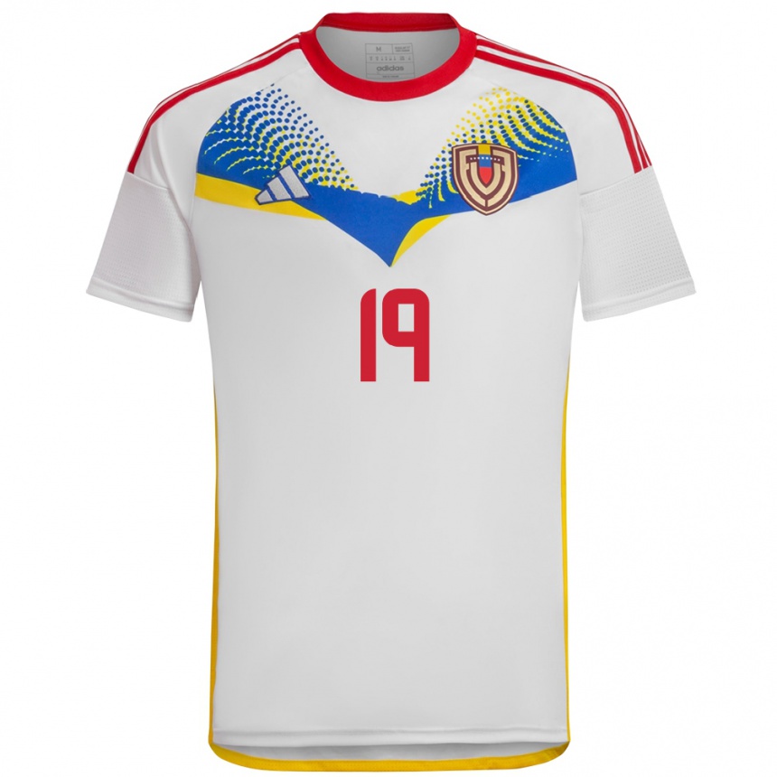 Niño Fútbol Camiseta Venezuela Junior Colina #19 Blanco 2ª Equipación 24-26