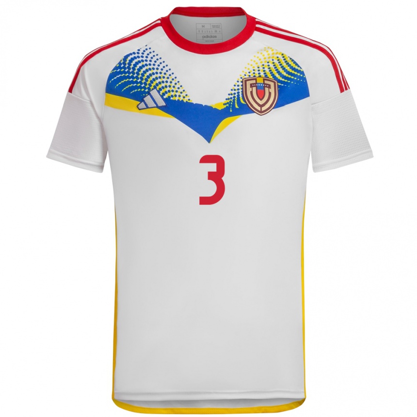 Niño Fútbol Camiseta Venezuela Yordan Osorio #3 Blanco 2ª Equipación 24-26