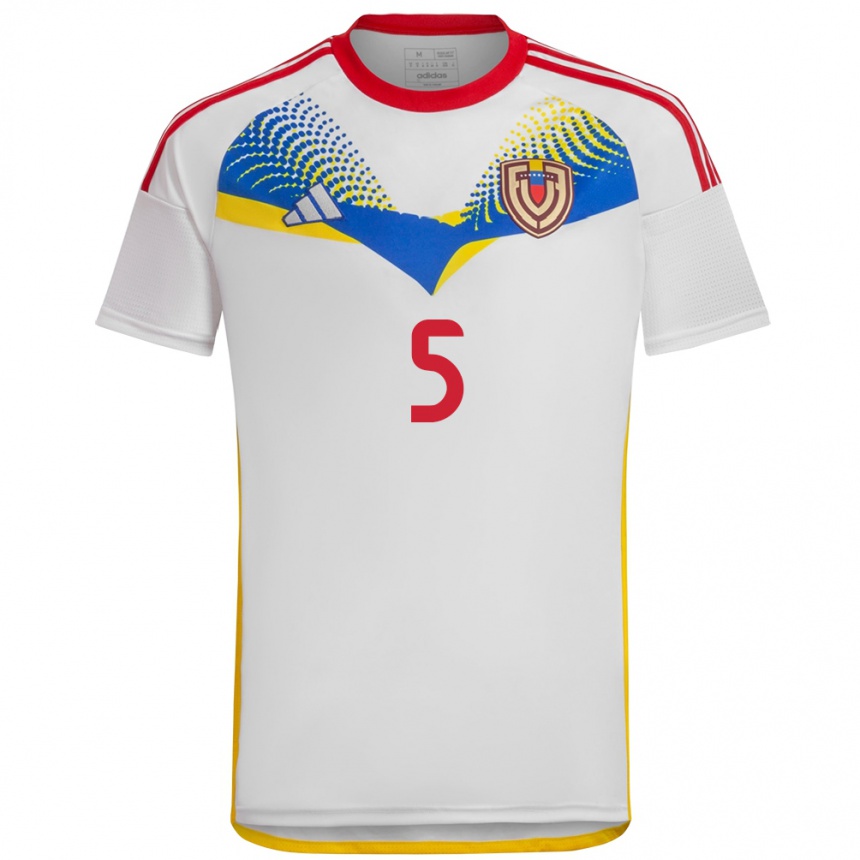 Niño Fútbol Camiseta Venezuela Emerson Ruíz #5 Blanco 2ª Equipación 24-26