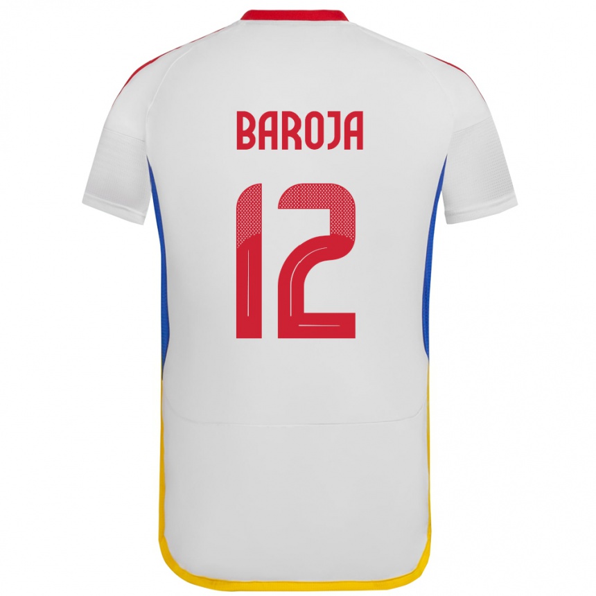 Niño Fútbol Camiseta Venezuela Alain Baroja #12 Blanco 2ª Equipación 24-26