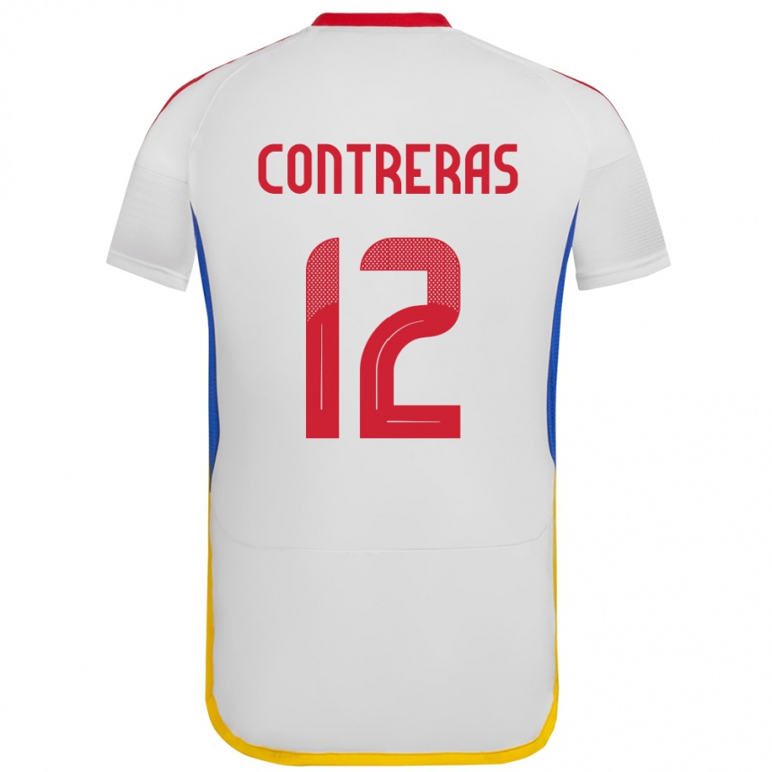 Niño Fútbol Camiseta Venezuela José Contreras #12 Blanco 2ª Equipación 24-26