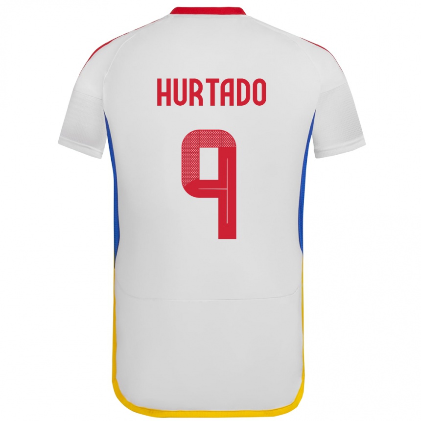 Niño Fútbol Camiseta Venezuela Jan Hurtado #9 Blanco 2ª Equipación 24-26