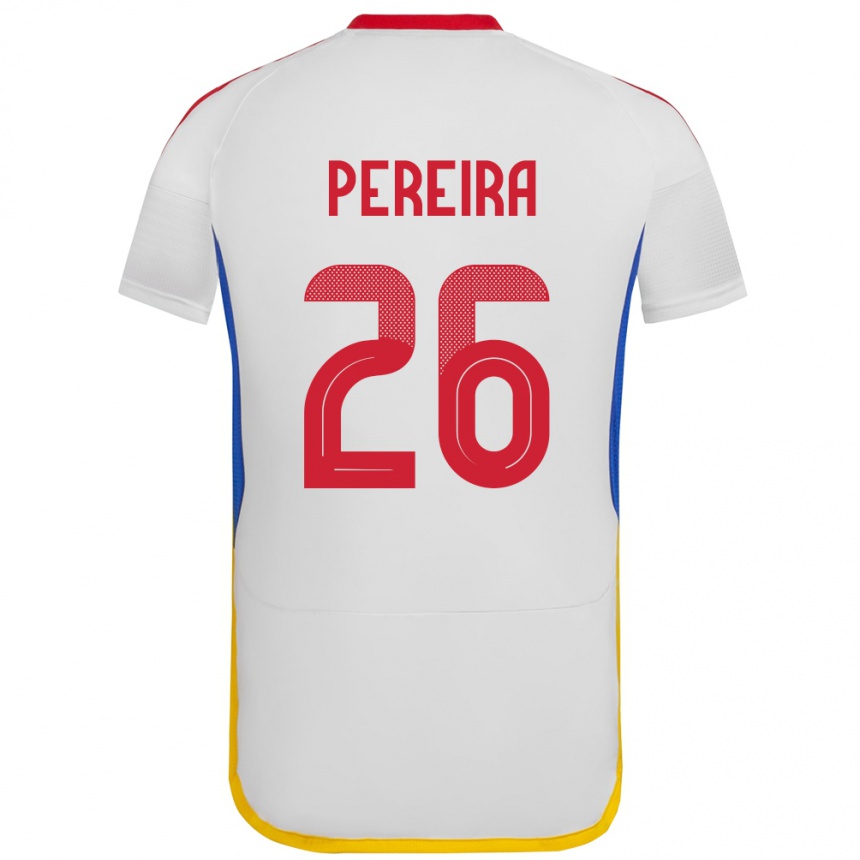 Niño Fútbol Camiseta Venezuela Daniel Pereira #26 Blanco 2ª Equipación 24-26