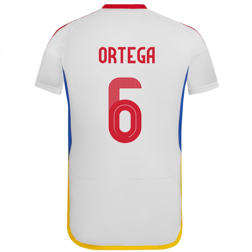 Niño Fútbol Camiseta Venezuela Bryant Ortega #6 Blanco 2ª Equipación 24-26