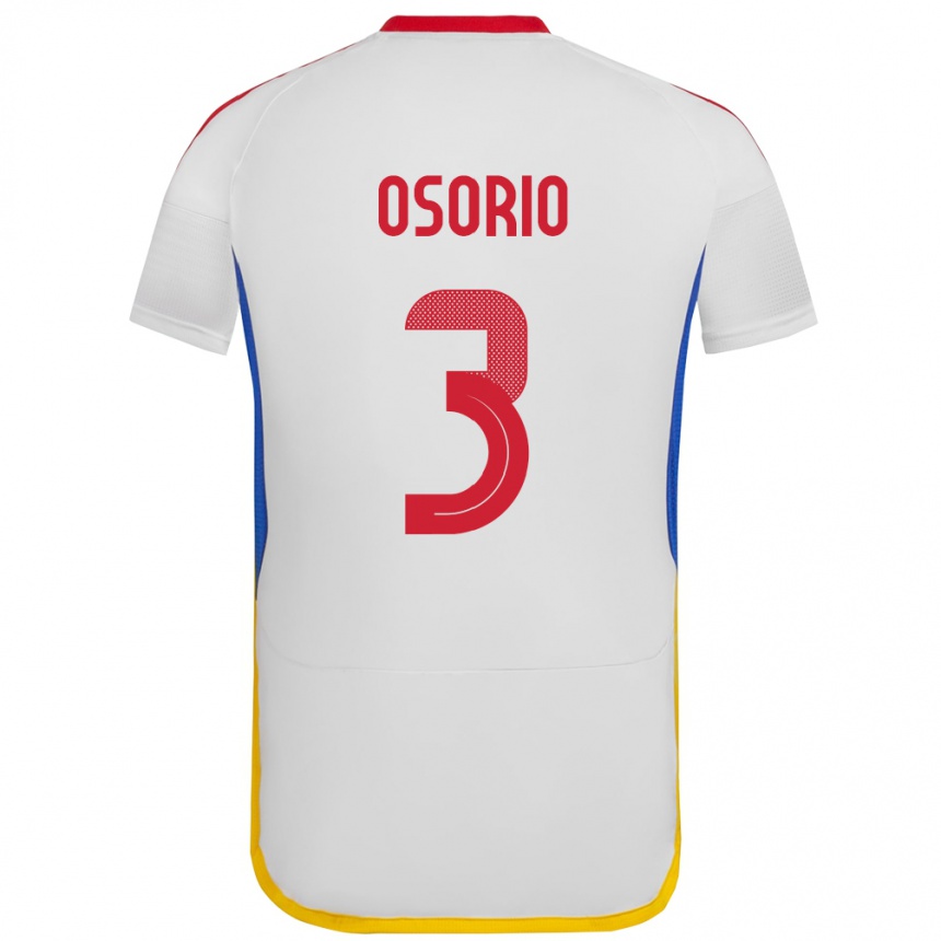 Niño Fútbol Camiseta Venezuela Yordan Osorio #3 Blanco 2ª Equipación 24-26