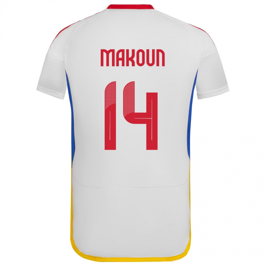 Niño Fútbol Camiseta Venezuela Christian Makoun #14 Blanco 2ª Equipación 24-26