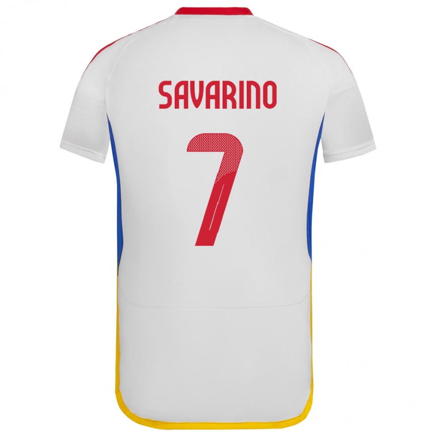 Niño Fútbol Camiseta Venezuela Jefferson Savarino #7 Blanco 2ª Equipación 24-26