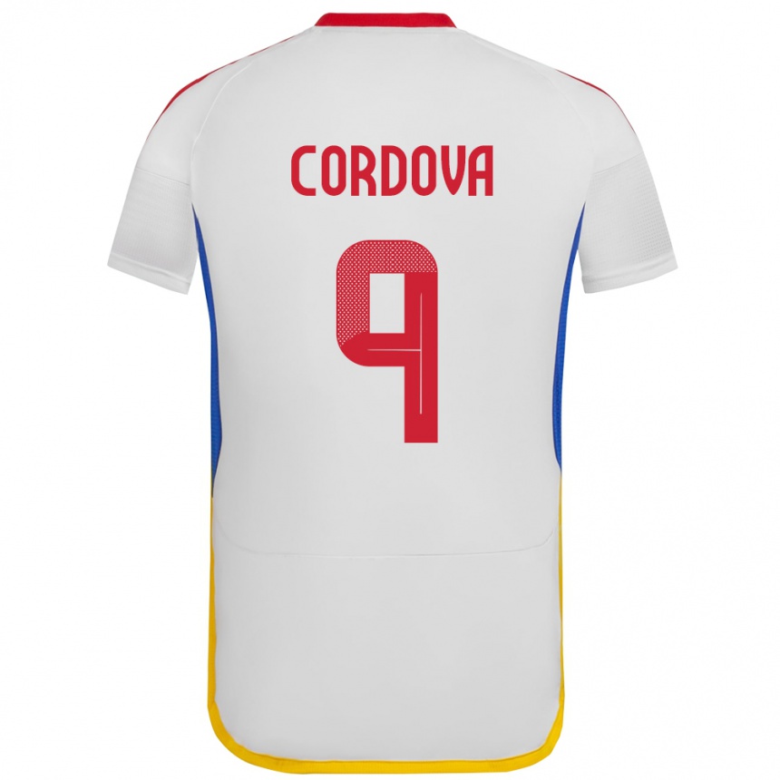 Niño Fútbol Camiseta Venezuela Sergio Córdova #9 Blanco 2ª Equipación 24-26