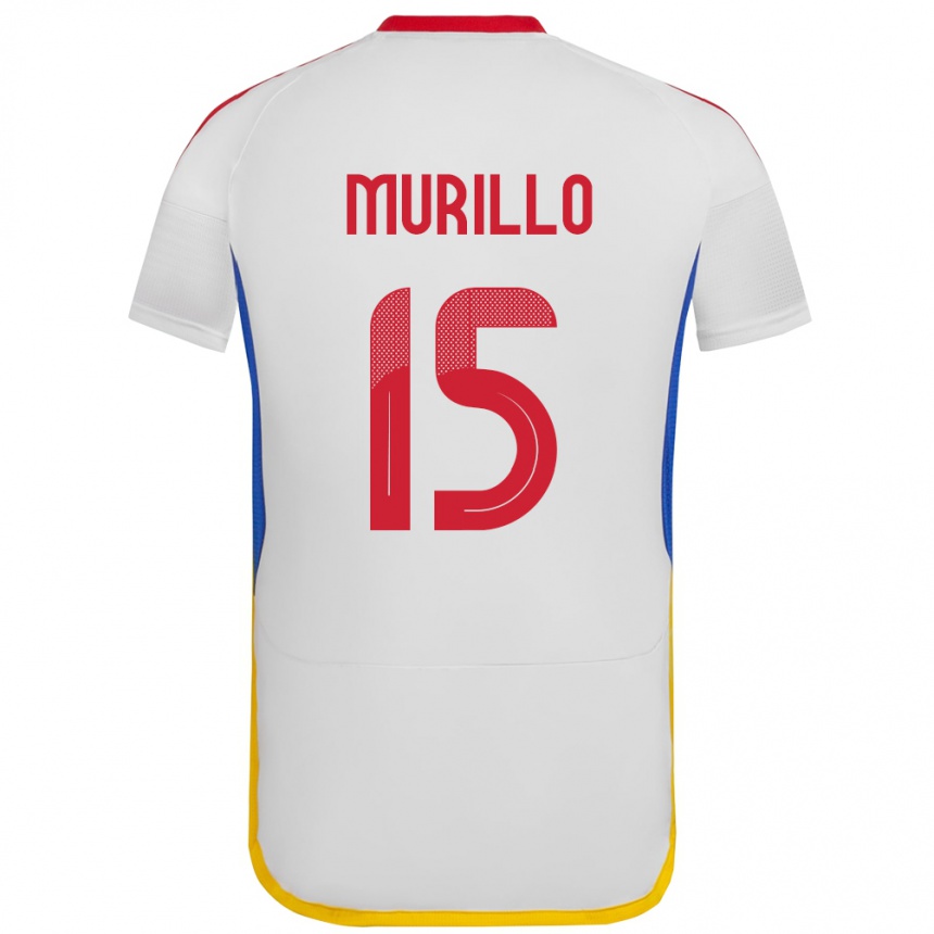 Niño Fútbol Camiseta Venezuela Jhon Murillo #15 Blanco 2ª Equipación 24-26