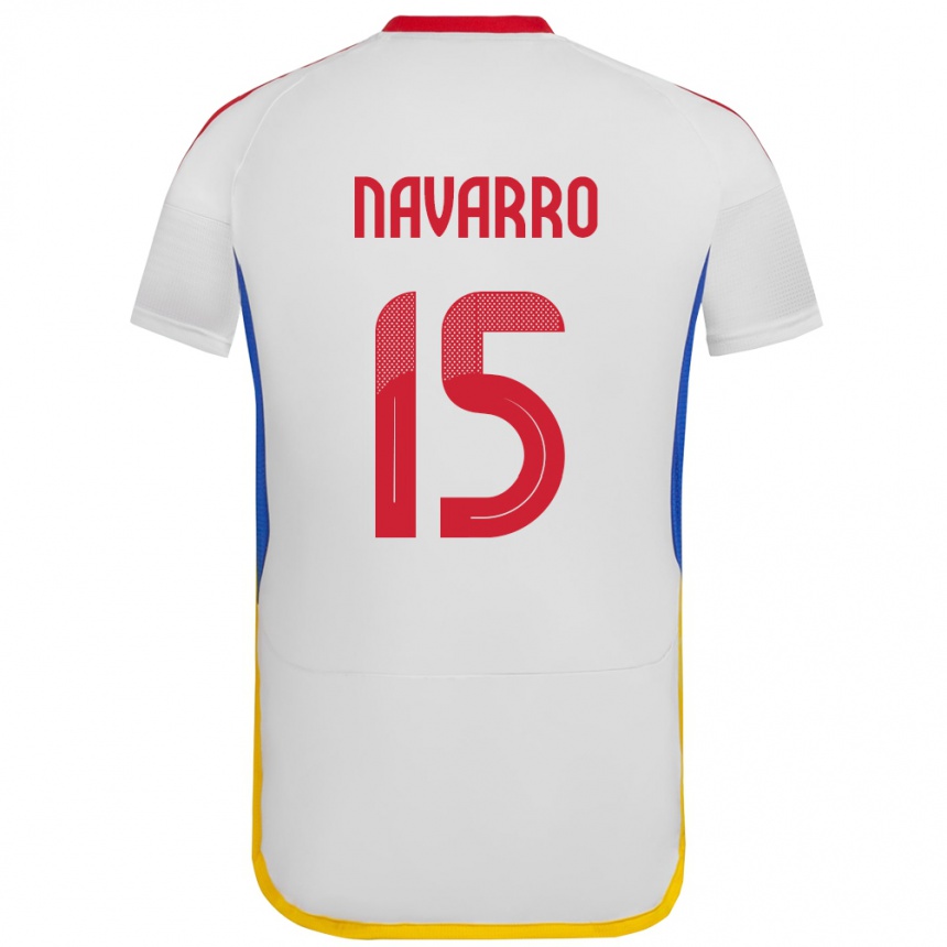 Niño Fútbol Camiseta Venezuela Miguel Navarro #15 Blanco 2ª Equipación 24-26