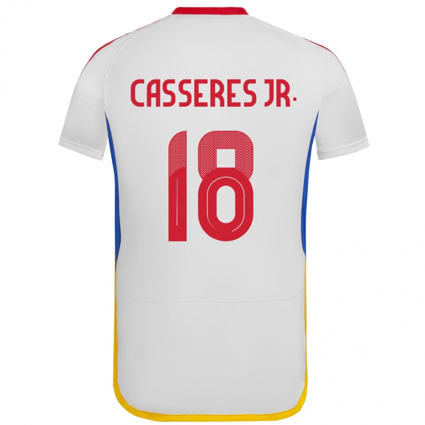 Niño Fútbol Camiseta Venezuela Cristian Cásseres Jr. #18 Blanco 2ª Equipación 24-26