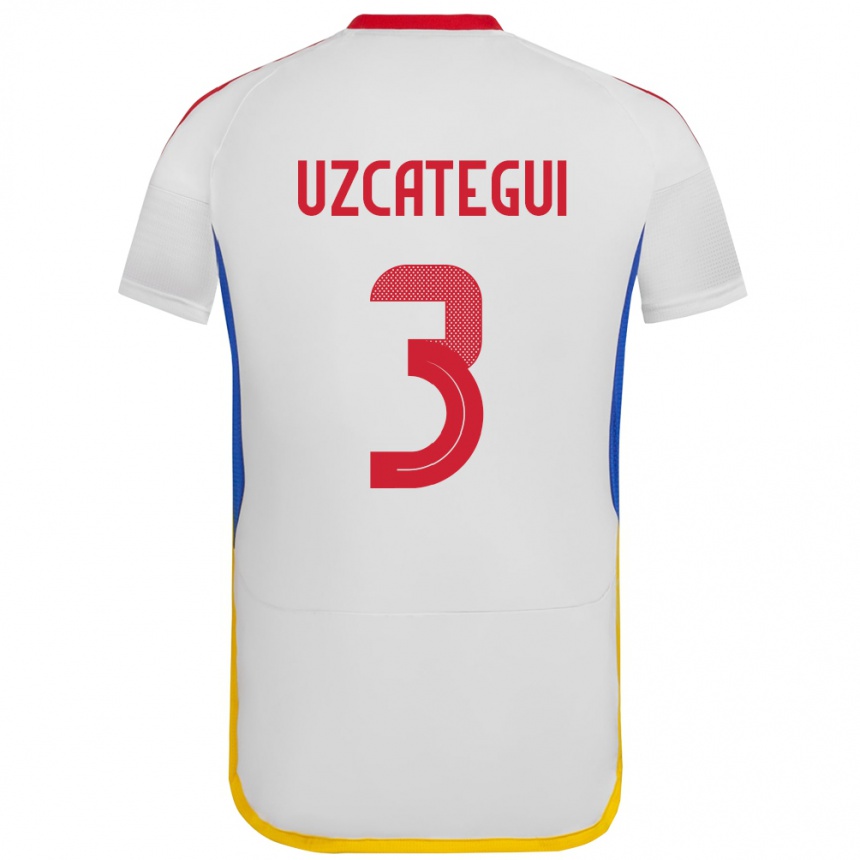 Niño Fútbol Camiseta Venezuela Rafael Uzcátegui #3 Blanco 2ª Equipación 24-26