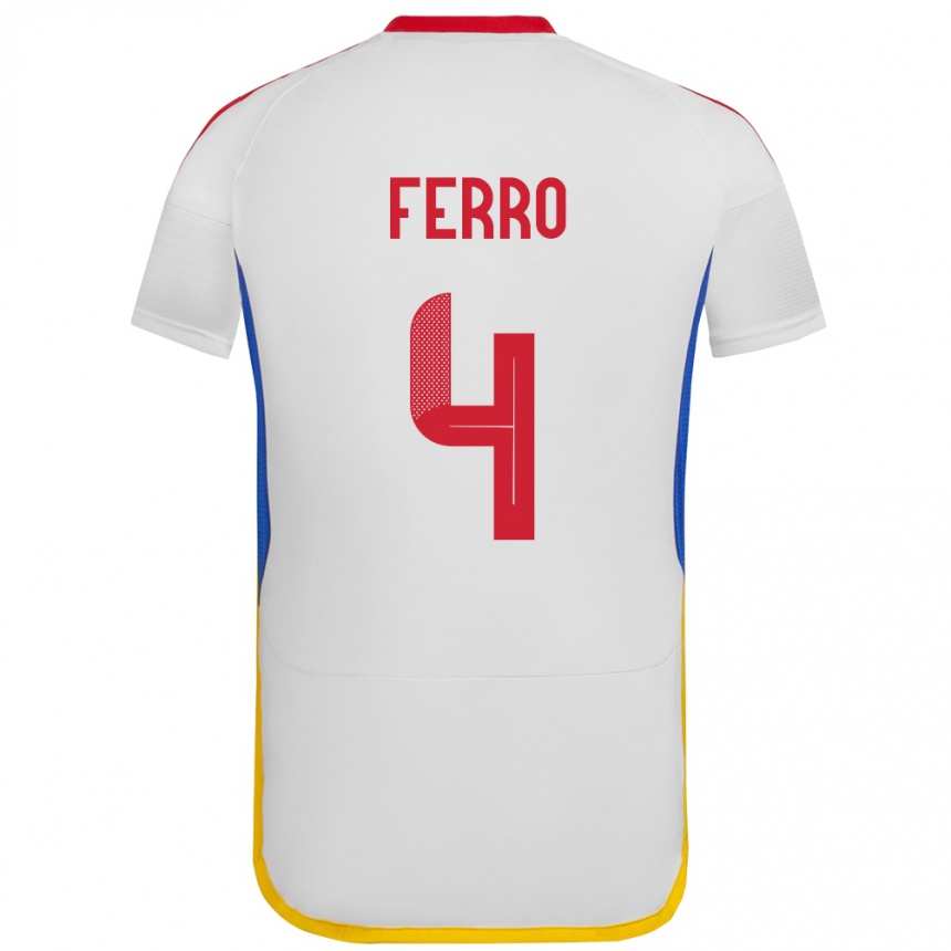 Niño Fútbol Camiseta Venezuela Andrés Ferro #4 Blanco 2ª Equipación 24-26